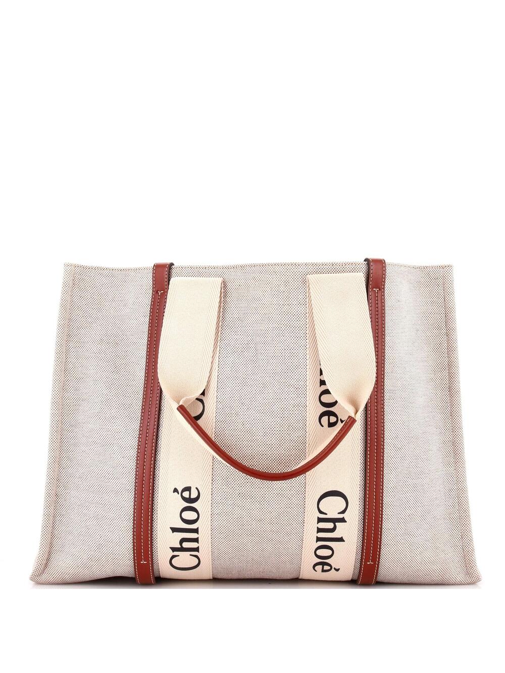 Chloe Woody Tote Canvas With Leather #364933C12B